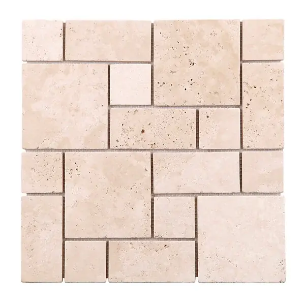 Mosaïque 30x30 SAULE en travertin clair vieilli MAT INTER Populaire