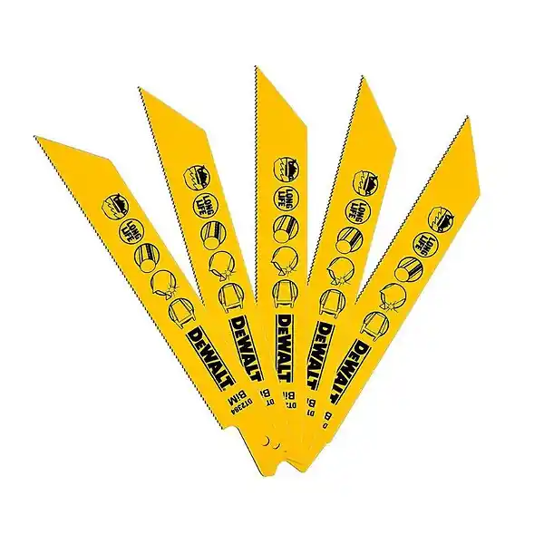 Certifié Lot de 5 lames de scie sabre BIM pour la coupe du bois avec métal DEWALT Métaux, fibre de verrre, cornieres