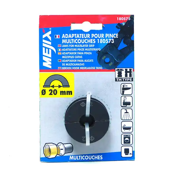Adaptateur 20mm pince multicouches - Noir - pour raccords TH MEJIX Expédié Aujourd'hui