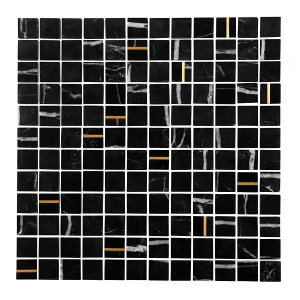 Mosaïque en marbre EVANS - Noir et or - L.29,7xl.29,7cm MAT INTER Achetez Aujourd'hui