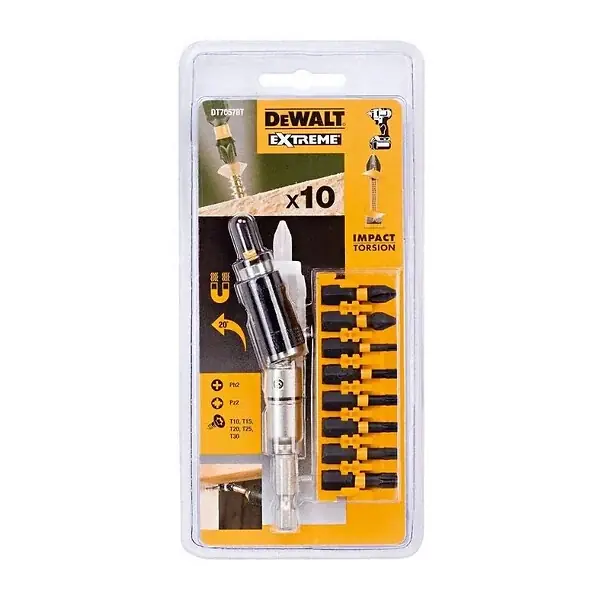 Vente Directe Coffret de 10 pièces DEWALT DT70518T-QZ avec porte-embout pivotant