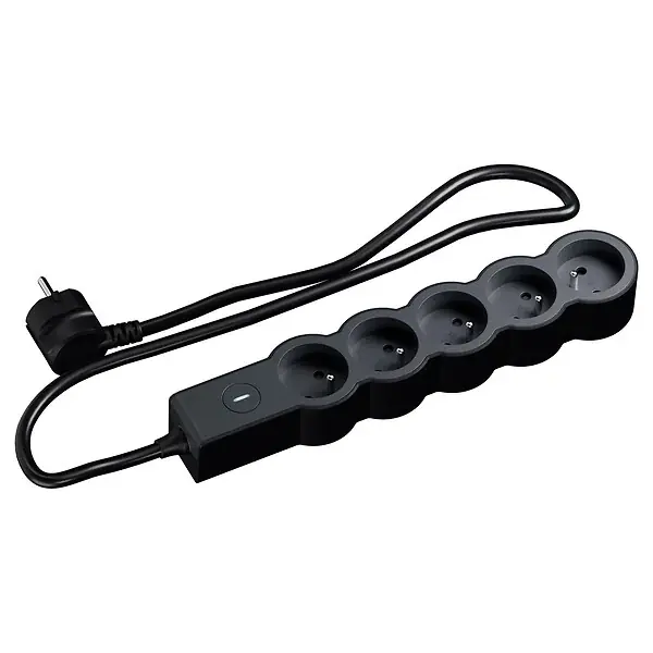 Bon Marché Multiprise 5 prises 2P+T interrupteur - 1,5m - Noir LEGRAND