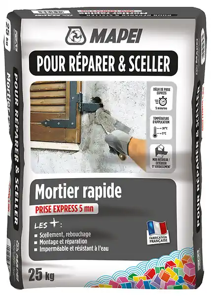Mortier rapide sac 25kg - Prise express 5 min - Gris MAPEI Quantité Limitée