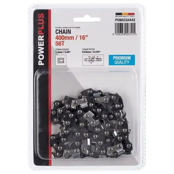 Chaîne de tronçonneuse 40cm - Acier trempé - 56 dents POWERPLUS Meilleure Vente