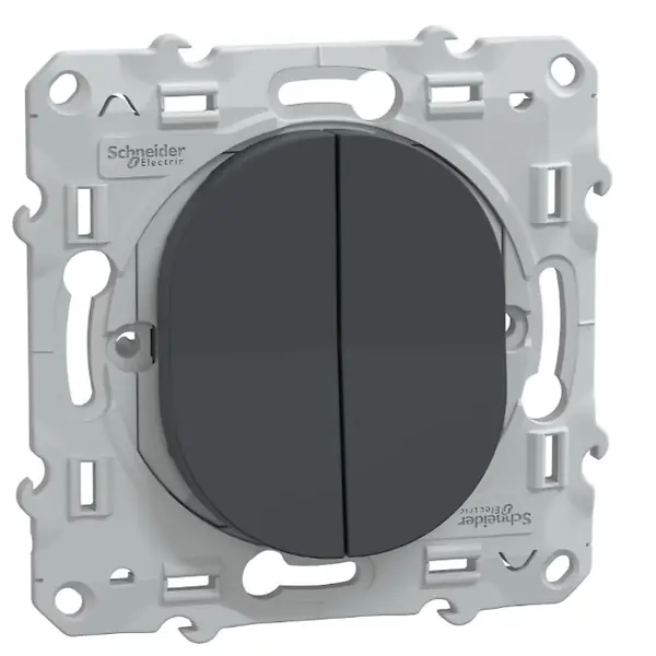 Marque Double interrupteur va-et-vient 10A anthracite - Ovalis - Schneider SCHNEIDER ELECTRIC