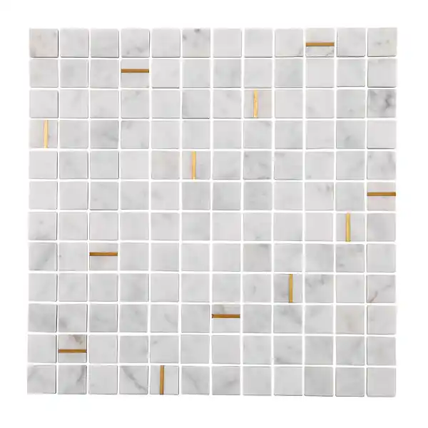 Jusqu'à Épuisement Des Stocks Mosaïque marbre Carrare blanc DENALI - Doré - 30x30cm MAT INTER