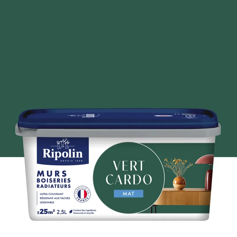 Satisfait Ou Remboursé Peinture murs, boiseries et radiateurs vert cardo mat 2,5L RIPOLIN