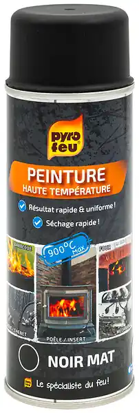 Jusqu'à Épuisement Des Stocks Peinture haute température - Aérosol noir mat - 400ml 900°C PYROFEU
