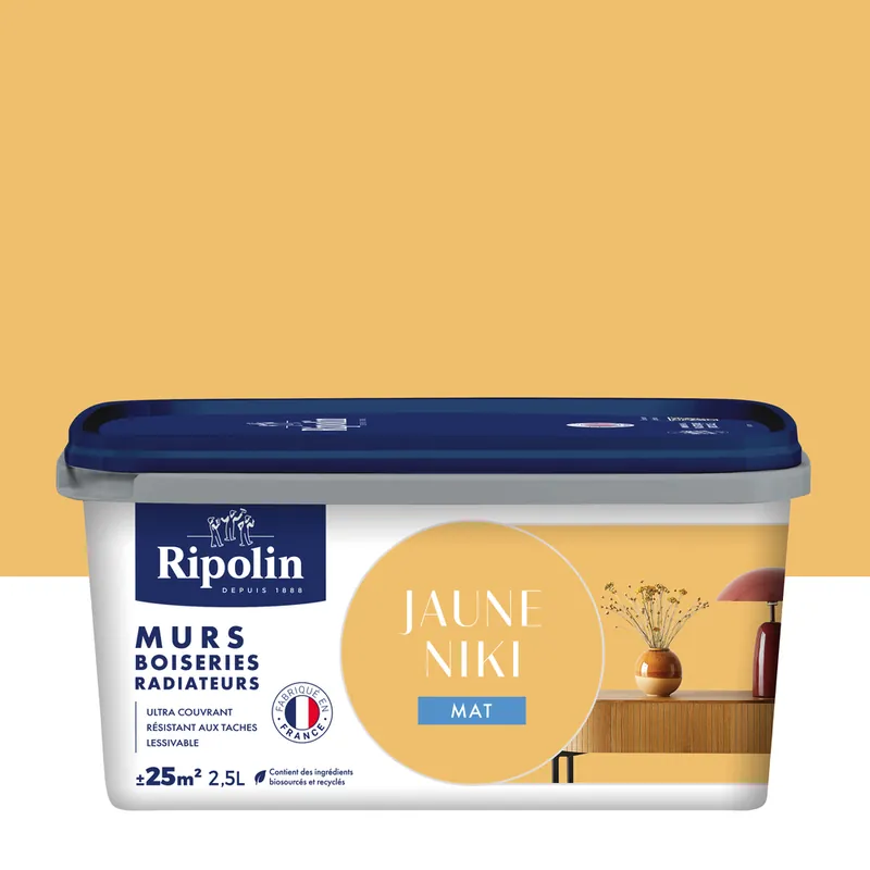 Peinture murs, boiseries et radiateurs jaune niki mat 2,5L RIPOLIN Remise