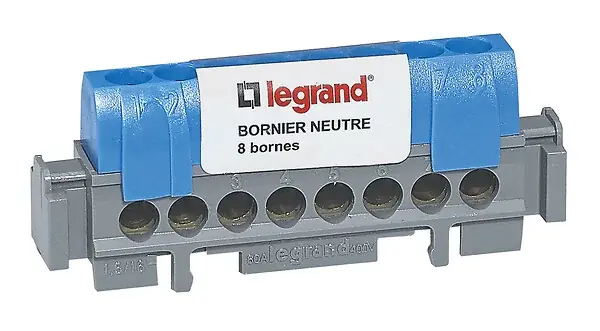 Promotion Bornier de neutre - 8 bornes - 1,5 à 16 mm² - Bleu LEGRAND