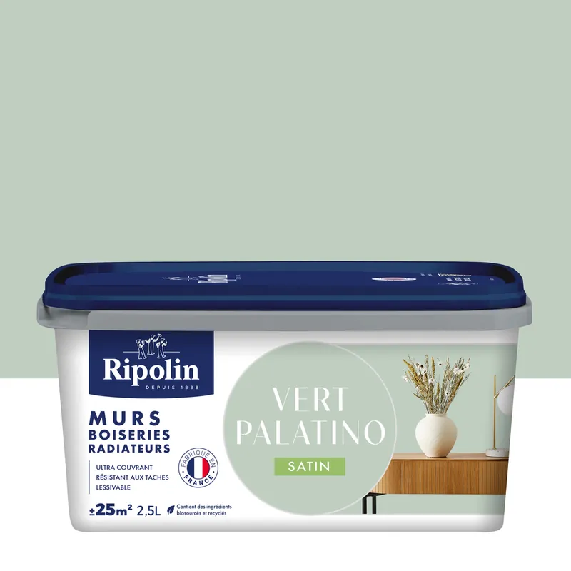 Peinture murs, boiseries et radiateurs vert palatino satin 2,5L RIPOLIN Achat Immédiat