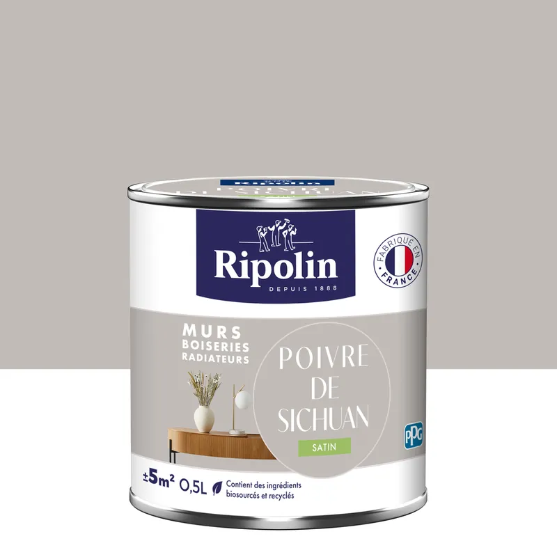 Meilleure Vente Peinture murs, boiseries et radiateurs poivre sichuan satin 0,5L RIPOLIN