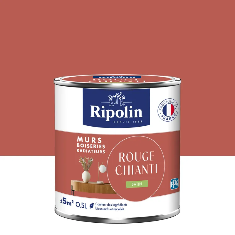 Peinture murs, boiseries et radiateurs rouge chianti satin 0,5L RIPOLIN Satisfait Ou Remboursé