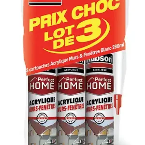 Mastic acrylique - Blanc - Lot de 3 cartouches 280ml RUBSON Affaire À Saisir