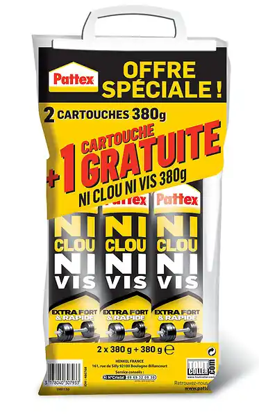 Commander Vite Colle fixation NCNV cartouche - Lot 3 x 380g PATTEX