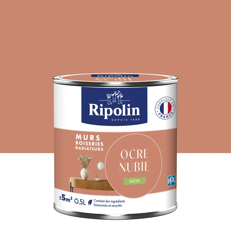 Peinture murs, boiseries et radiateurs ocre nubie satin 0,5L RIPOLIN Retour Gratuit