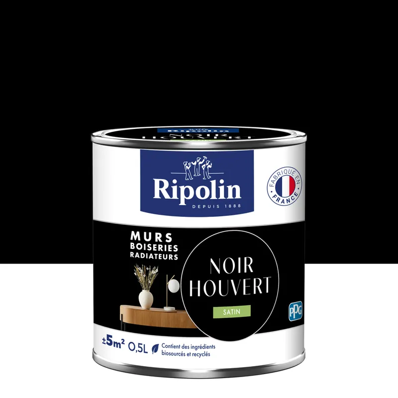Peinture murs, boiseries et radiateurs noir houvert satin 0,5L RIPOLIN Meilleure Vente