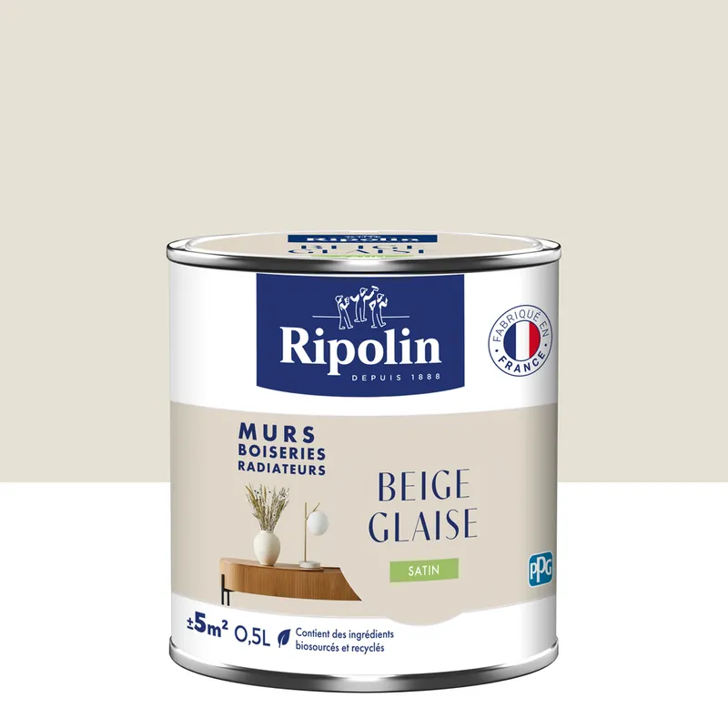 Peinture murs, boiseries et radiateurs beige glaise satin 0,5L RIPOLIN Acheter Direct