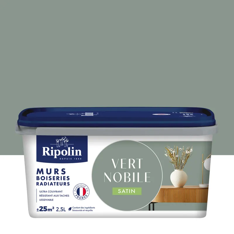 Commande En Gros Peinture murs, boiseries et radiateurs vert nobile satin 2,5L RIPOLIN