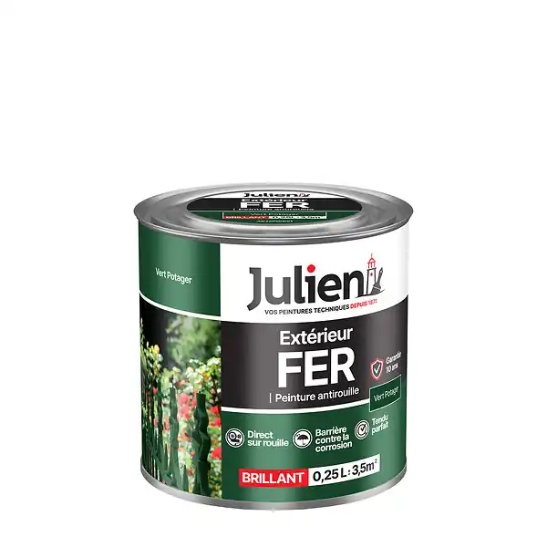 Peinture antirouille fer extérieur - Vert Potager - 0.25L JULIEN Dernier Modèle