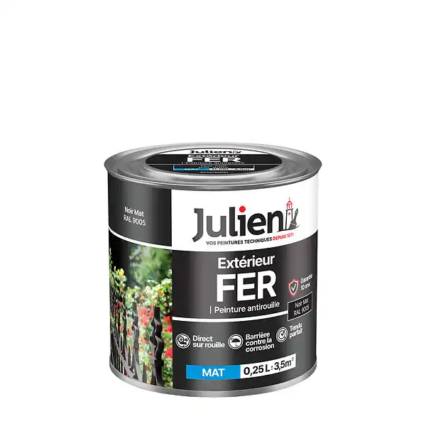Bon Plan Peinture antirouille pour fer - Noir - 0.25L JULIEN