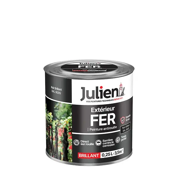 Seulement Aujourd'hui Peinture antirouille pour métaux ferreux - Noir - 0,25 L JULIEN