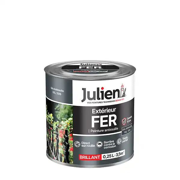 Peinture antirouille fer - Gris Anthracite - 0,25 L JULIEN Must-Have