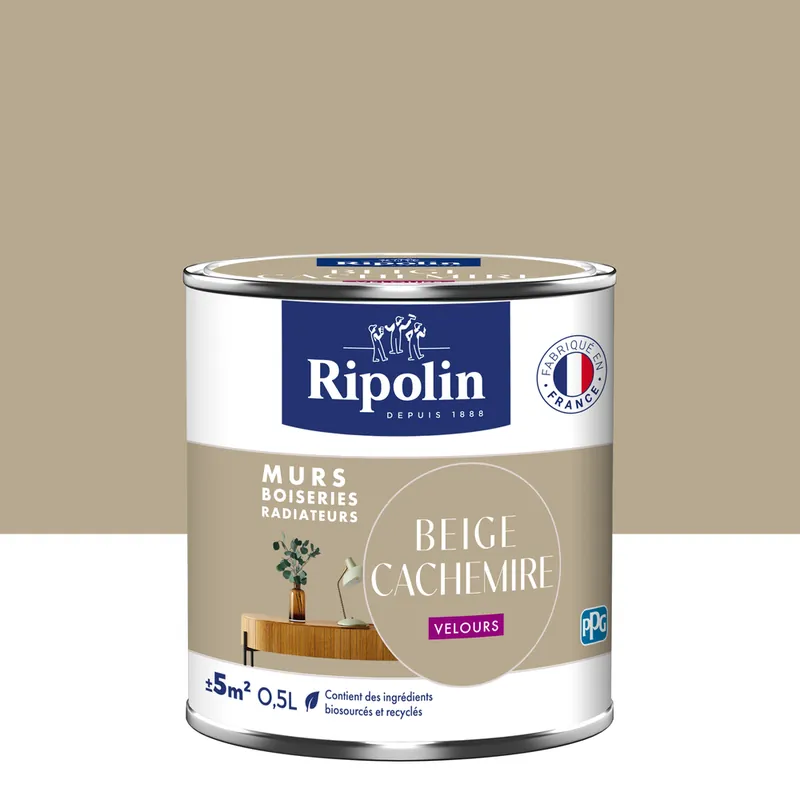 Peinture murs, boiseries et radiateurs beige cachemire velours 0,5L RIPOLIN Retour Gratuit