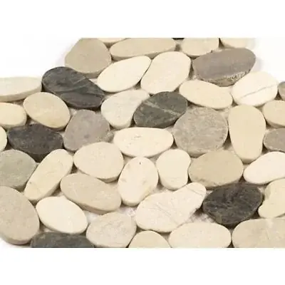 Mosaïque galets rectifiés blanc-gris clair-foncé - 300x300mm MAT INTER Prix Promo