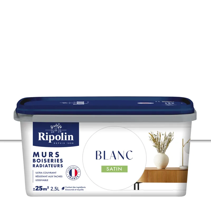 Peinture murs, boiseries et radiateurs blanc satin 2,5L RIPOLIN Affaire À Saisir