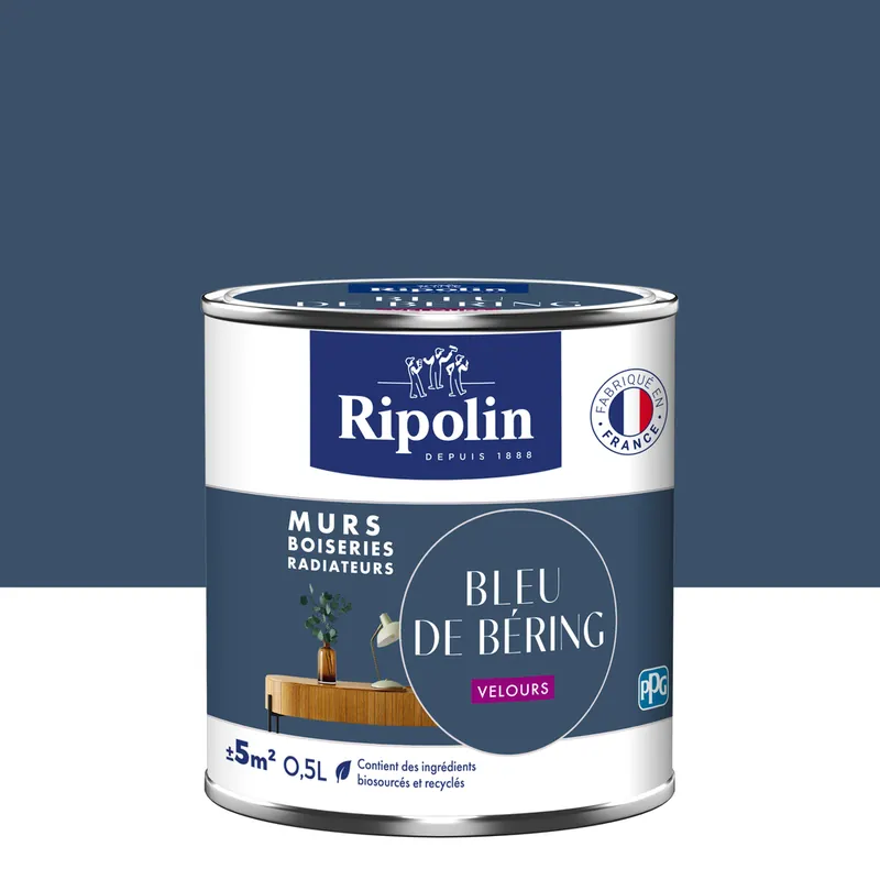 Affaire À Saisir Peinture murs, boiseries et radiateurs bleu de bering velours 0,5L RIPOLIN
