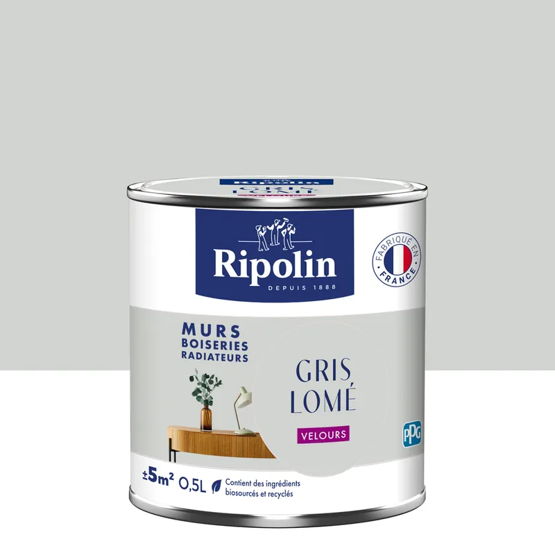 Offre Spéciale Peinture murs, boiseries et radiateurs gris lome velours 0,5L RIPOLIN