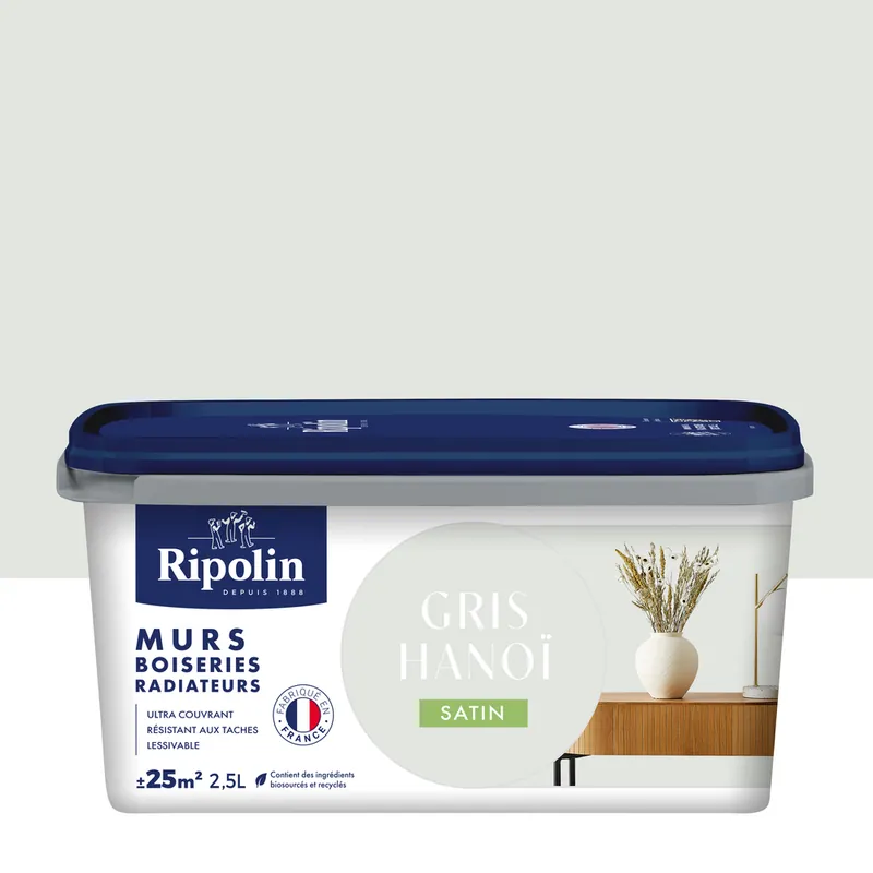 Meilleur Choix Peinture murs, boiseries et radiateurs gris hanoi satin 2,5L RIPOLIN