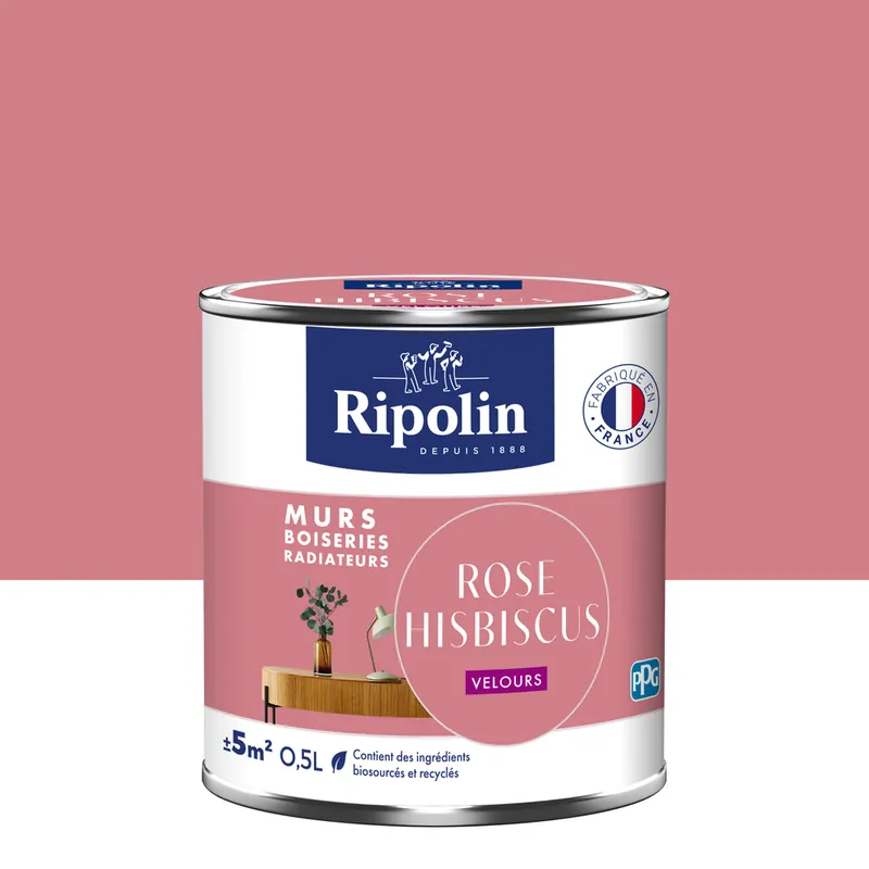 Peinture murs, boiseries et radiateurs rose hibiscus velours 0,5L RIPOLIN Affaire À Saisir