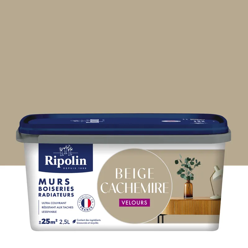 Satisfait Ou Remboursé Peinture murs, boiseries et radiateurs beige cachemire velours 2,5L RIPOLIN