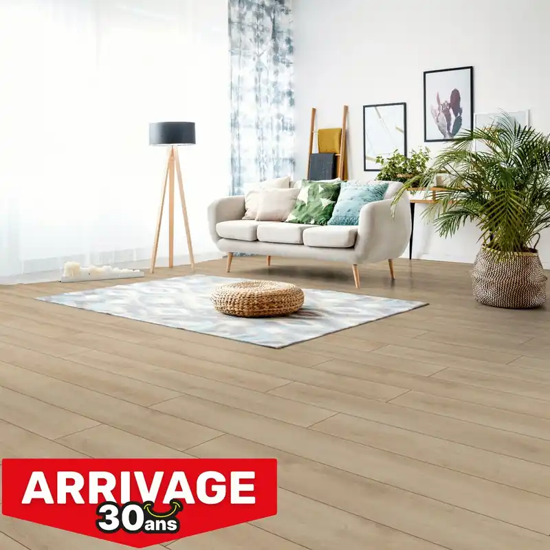 Prix Promo Sol stratifié décor chêne d‘ÉTÉ beige ép 7 mm 19,3 x 138 cm AC3 2,397 m²/pqt KRONOTEX
