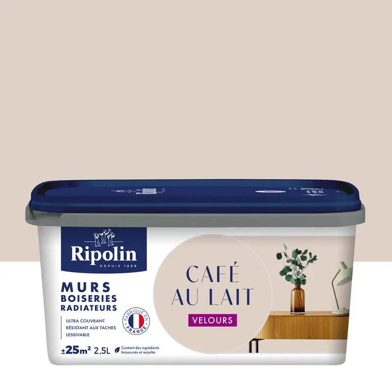 Peinture murs, boiseries et radiateurs café au lait velours 2,5L RIPOLIN Acheter Direct