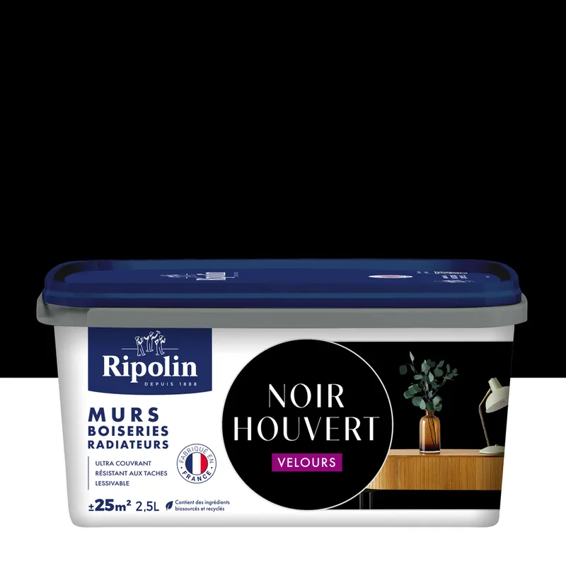 Peinture murs, boiseries et radiateurs noir houvet velours 2,5L RIPOLIN Marque