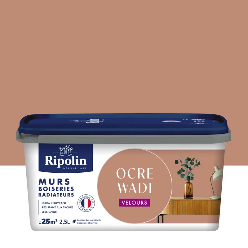Seulement Aujourd'hui Peinture murs, boiseries et radiateurs ocre wadi velours 2,5L RIPOLIN