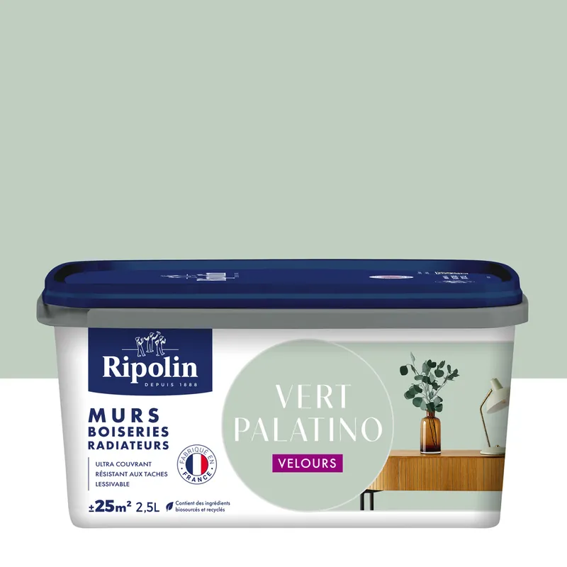 Peinture murs, boiseries et radiateurs vert palation velours 2,5L RIPOLIN Promotion Saisonnière