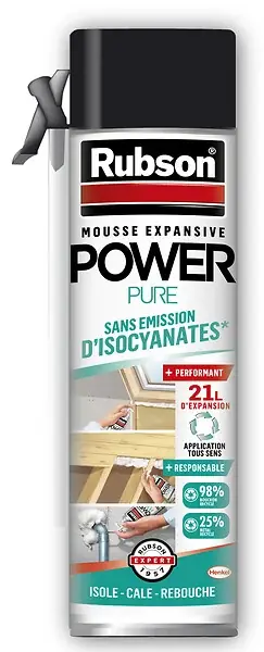 Mousse expansive polyuréthane Power Pure - 500ml - 21L RUBSON Nouveauté