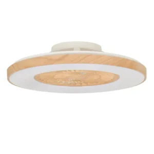 Ventilateur de plafond silencieux avec lumière LED + télécommande Blanc/bois Ø60cm - Zuma COREP Offre Spéciale