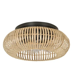 Authentique Ventilateur de plafond design bambou 4xE27 + télécommande Ø50cm - Fortaleza COREP