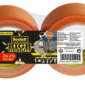 Haute Qualité Lot de 2 rubans adhésifs toilés - Orange - 25 m x 48 mm SCOTCH