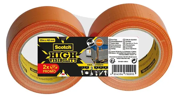 Haute Qualité Lot de 2 rubans adhésifs toilés - Orange - 25 m x 48 mm SCOTCH