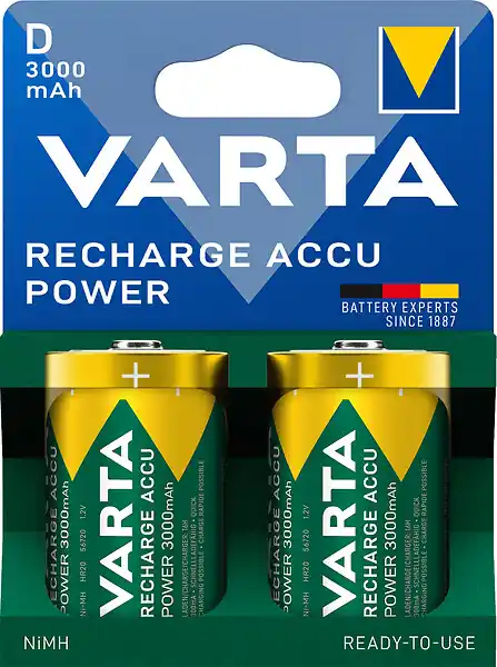 Accus rechargeables D NiMH HR20 3000 mAh x2 VARTA Quantité Limitée