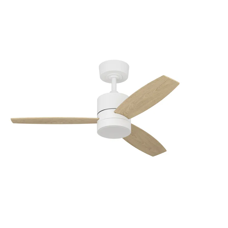 Ventilateur de plafond silencieux avec lumière LED + télécommande Blanc/bois Ø106cm - Mandaree EGLO Certifié