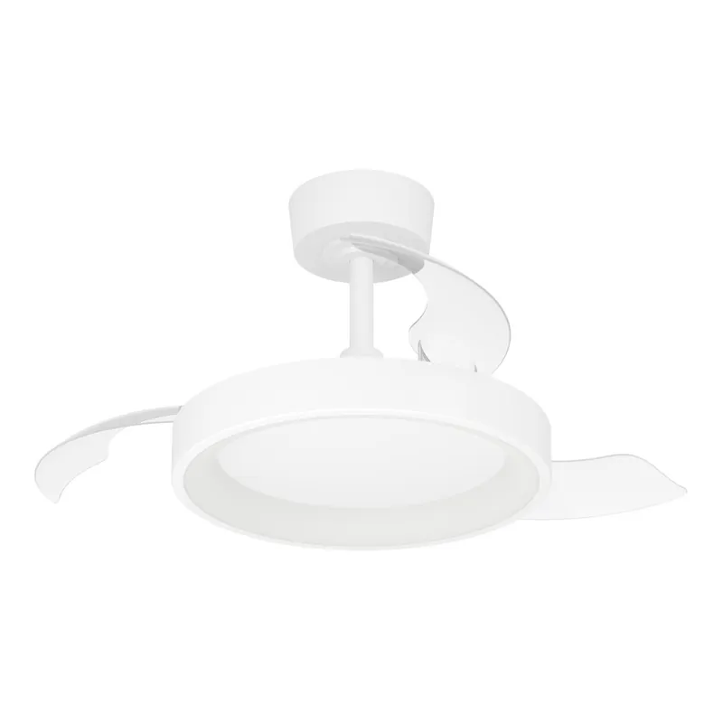 Offre Du Jour Ventilateur de plafond silencieux à pales rétractables LED + télécommande Blanc Ø83cm - Torreya EGLO