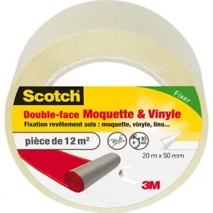 Haute Qualité Ruban double face sols - 20m x 50mm - Découpable main SCOTCH