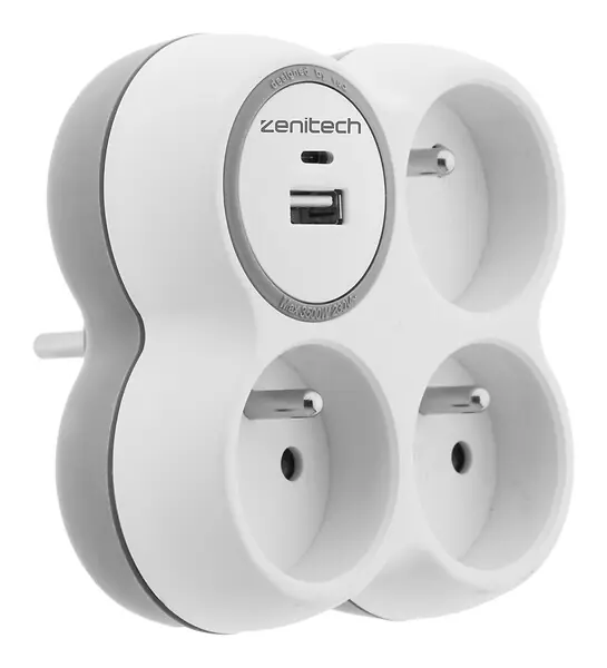 Offre Exclusive Triplite 16A 3 prises + 2 ports USB A+C - Blanc Gris - 3680W ZENITECH